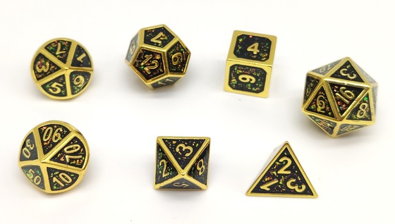 Het stevige Hand Gekleurd Gieten dobbelt Reeksen, Metaal Unieke Polyhedral dobbelt