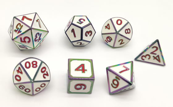 ISO9001 het witmetaal RPG dobbelt Vastgestelde die Hand voor Hamer en Yahtzee wordt gesneden