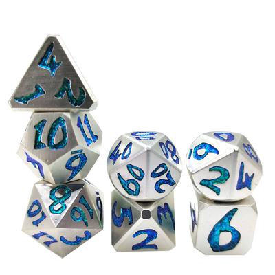 Luxe Hand Gegoten D4 D6 D8 Hand Malend Mini Metal Polyhedral Blue Dice