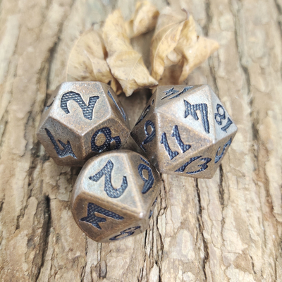 Magic the Gather Metal Polished Custom Metal Polyhedral Dice Copper