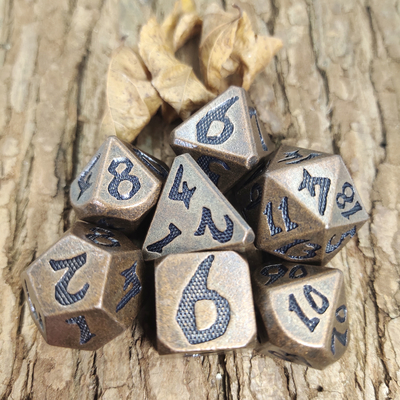 Magic the Gather Metal Polished Custom Metal Polyhedral Dice Copper