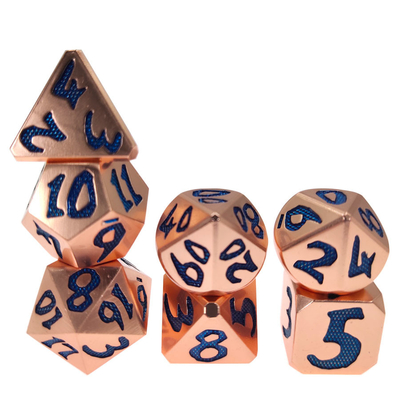 Het blauw dobbelt Polyhedral Aanpassing RPG dobbelt Vastgestelde OEM Scherpkantige RPG Zinkgoud dobbelt
