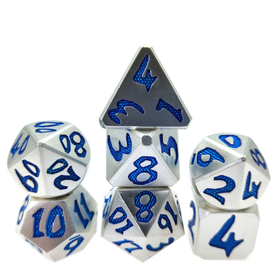 Glow In The Dark dobbelstenen handgesneden handmatige slijpen veelvlakkige dobbelstenen sets zilver blauw