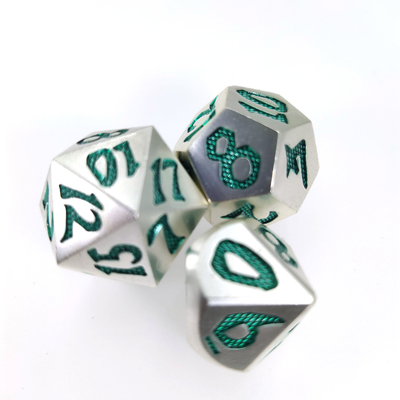 Lichtgewicht voor Inzameling Rpg dobbel Vastgesteld Groen Zilveren Metaal het Draagbare Unieke Metaal Spel voor Dnd dobbelt