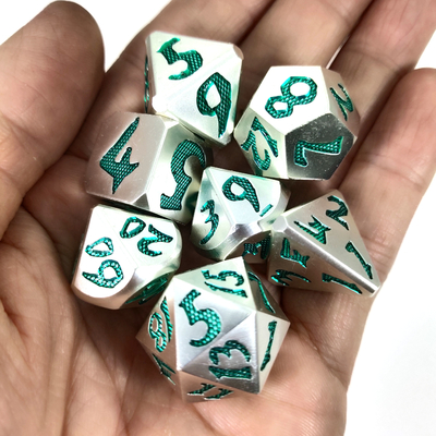 Lichtgewicht voor Inzameling Rpg dobbel Vastgesteld Groen Zilveren Metaal het Draagbare Unieke Metaal Spel voor Dnd dobbelt