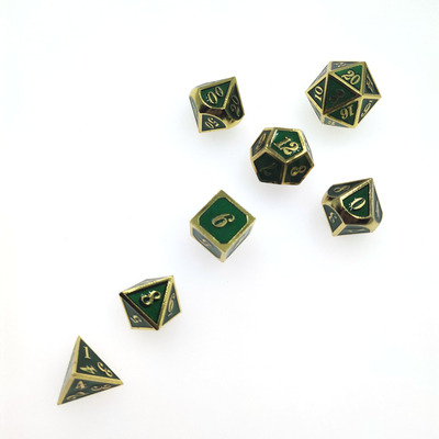 Het buitensporige Metaal dobbelt Vastgestelde Antislijtage het 7 Stukgokken Polyhedral Groene Jonge zeug van de Reeksslijtage dobbelt