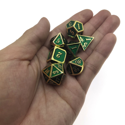 Slijtvaste RPG dobbelt Vastgesteld Plateren het Roze Metaal Polyhedral Groene Jonge zeug dobbelt