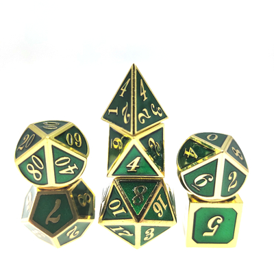 Slijtvaste RPG dobbelt Vastgesteld Plateren het Roze Metaal Polyhedral Groene Jonge zeug dobbelt