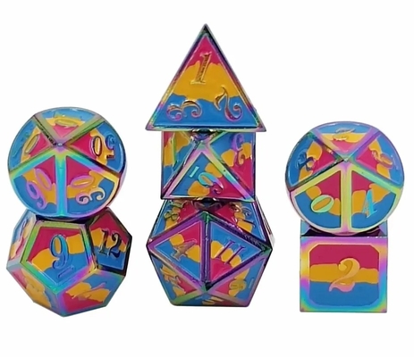 16mm gladde RPG metalen dobbelstenen Custom DND logo regenboog game set