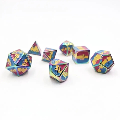16mm gladde RPG metalen dobbelstenen Custom DND logo regenboog game set