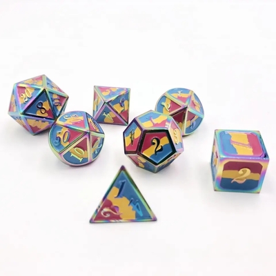 16mm gladde RPG metalen dobbelstenen Custom DND logo regenboog game set