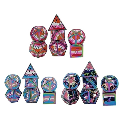 16mm gladde RPG metalen dobbelstenen Custom DND logo regenboog game set