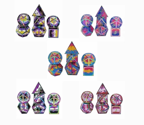 16mm gladde RPG metalen dobbelstenen Custom DND logo regenboog game set