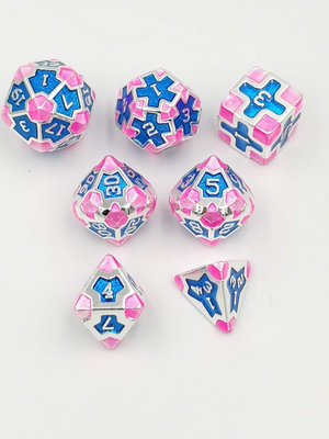 Barokke 7-stuk polyhedraal dobbelstenen set metalen scherpe rand voor RPG