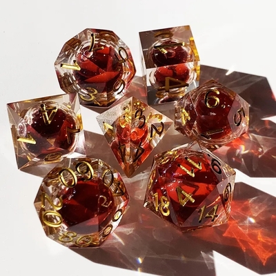 RPG spel Bloed dobbelstenen set Rood Liquid Core Dobbelstenen Hars Draak En Dungeon