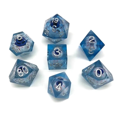 16mm Volledig polyhedraal dobbelstenen verplaatst Dungeons And Dragons Bloodshot Blauwe oog dobbelstenen voor de rol