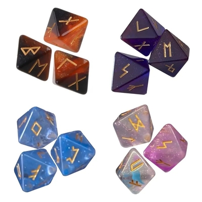 D8 Viking Runes Polyhedraal dobbelstenen van Labradorite Elder Futhark / waarzeggerij dobbelstenen voor kristallen kijken