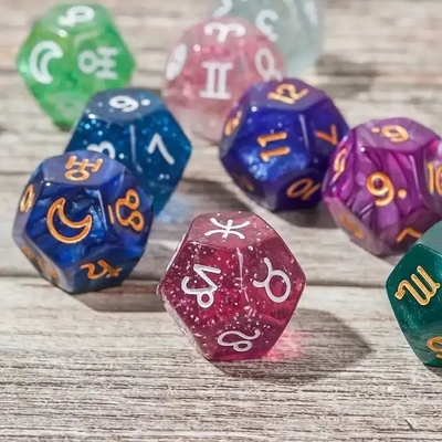 3pcs/ Set Hars Polyhedraal Dice Multi-Color 16mm Fate Sign Number Constellatie