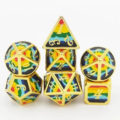 16mm gladde RPG metalen dobbelstenen Custom DND logo regenboog game set