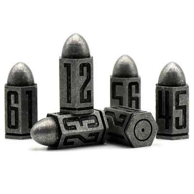 D6 Bullet Metal Dice Set 6 stuks 6 kanten voor Dnd Dungeons Rpg Warhammer Shadowrun Dice