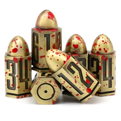 D6 Bullet Metal Dice Set 6 stuks 6 kanten voor Dnd Dungeons Rpg Warhammer Shadowrun Dice