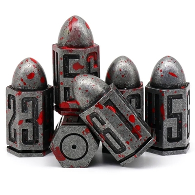 D6 Bullet Metal Dice Set 6 stuks 6 kanten voor Dnd Dungeons Rpg Warhammer Shadowrun Dice