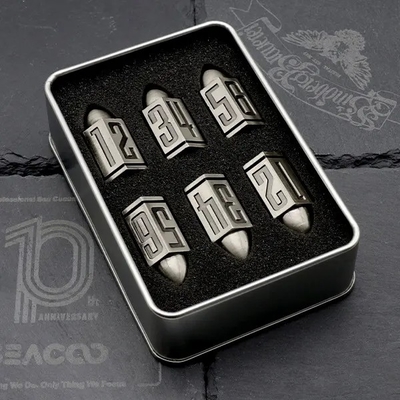 D6 Bullet Metal Dice Set 6 stuks 6 kanten voor Dnd Dungeons Rpg Warhammer Shadowrun Dice