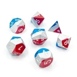 Glanzige lichte Bule metalen dobbelstenen kleurrijke polyhedraal DND spel dobbelstenen set