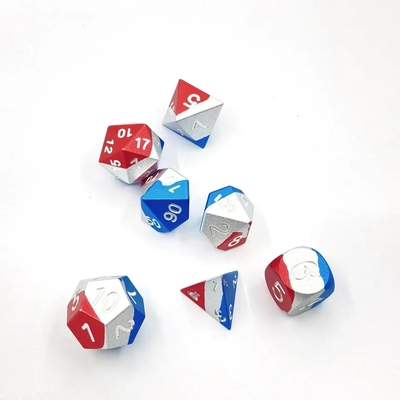 Glanzige lichte Bule metalen dobbelstenen kleurrijke polyhedraal DND spel dobbelstenen set