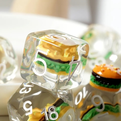 Custom Polyhedral DND Dice Set Hamburger Gaming Voor RPG Rollenspel tafelspellen