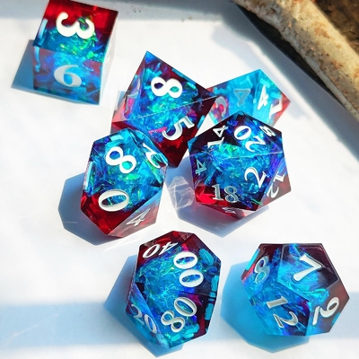 Multi Color Custom Resin Dice DND#RPG Rood En Blauw Gladde textuur