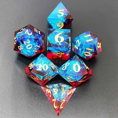 Multi Color Custom Resin Dice DND#RPG Rood En Blauw Gladde textuur