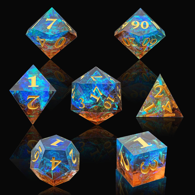 Gepersonaliseerde Sharp Resin Dice Set Multi Color Dragon And Dungeon DND#RPG
