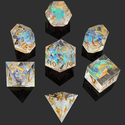 Gepersonaliseerde Sharp Resin Dice Set Multi Color Dragon And Dungeon DND#RPG