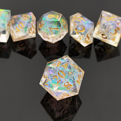Gepersonaliseerde Sharp Resin Dice Set Multi Color Dragon And Dungeon DND#RPG
