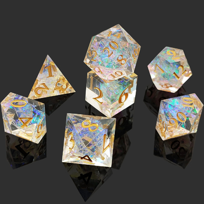 Gepersonaliseerde Sharp Resin Dice Set Multi Color Dragon And Dungeon DND#RPG