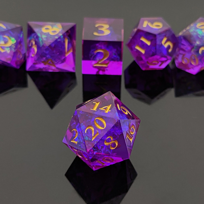 Purple Resin Dice 7PCS DND Dragon And Dungeon Polyhedron scherp rand