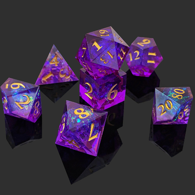 Purple Resin Dice 7PCS DND Dragon And Dungeon Polyhedron scherp rand