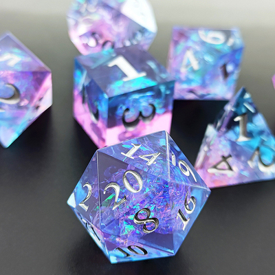 Purple Resin Dice 7PCS DND Dragon And Dungeon Polyhedron scherp rand