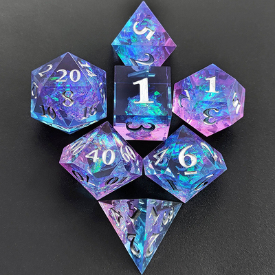 Purple Resin Dice 7PCS DND Dragon And Dungeon Polyhedron scherp rand