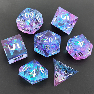 Purple Resin Dice 7PCS DND Dragon And Dungeon Polyhedron scherp rand