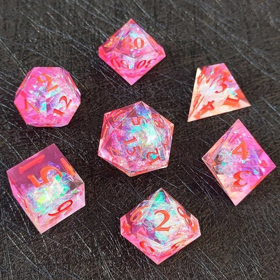 Purple Resin Dice 7PCS DND Dragon And Dungeon Polyhedron scherp rand