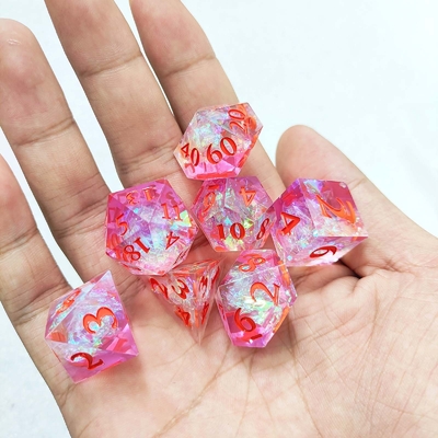 Purple Resin Dice 7PCS DND Dragon And Dungeon Polyhedron scherp rand