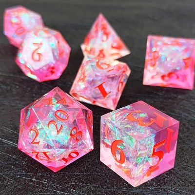 Purple Resin Dice 7PCS DND Dragon And Dungeon Polyhedron scherp rand