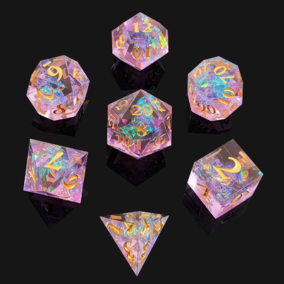 Purple Resin Dice 7PCS DND Dragon And Dungeon Polyhedron scherp rand