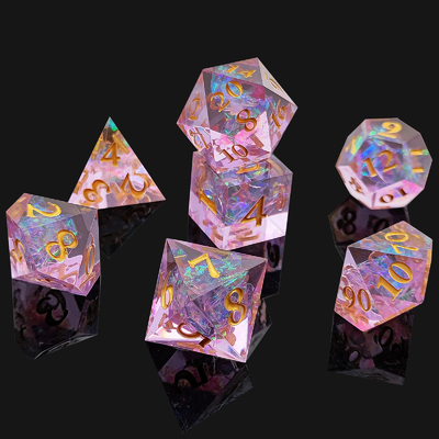 Purple Resin Dice 7PCS DND Dragon And Dungeon Polyhedron scherp rand