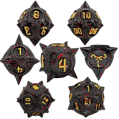 Bloodstarial Meteor Metal Dice Set D8 RPG Draak en Dungeon
