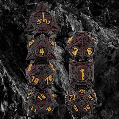 Bloodstarial Meteor Metal Dice Set D8 RPG Draak en Dungeon