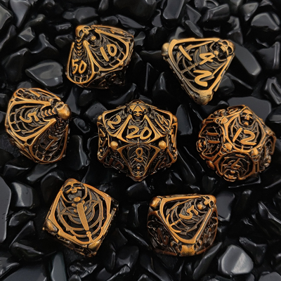 Skull Metal Hollow Dice Set DND Dungeons And Dragons Polyhedraal RPG Hollow Digital