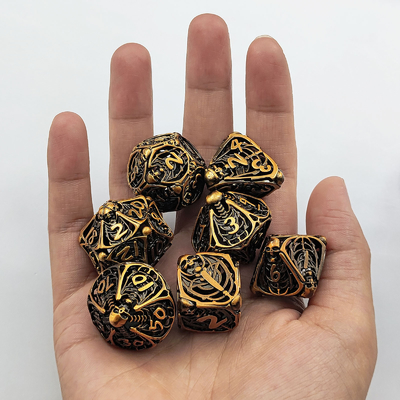 Skull Metal Hollow Dice Set DND Dungeons And Dragons Polyhedraal RPG Hollow Digital